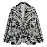 Black And White Maori Tribal Print Men's Blazer