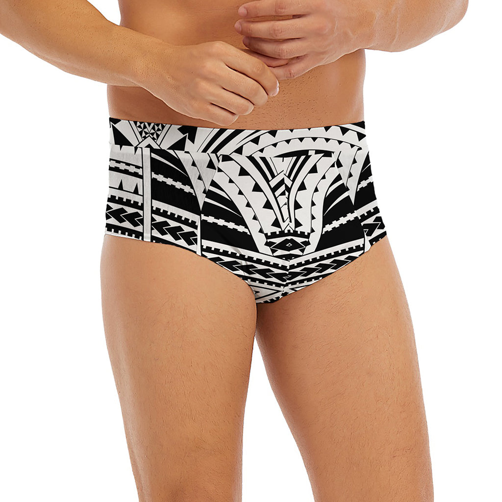 Black And White Maori Tribal Print Men's Briefs