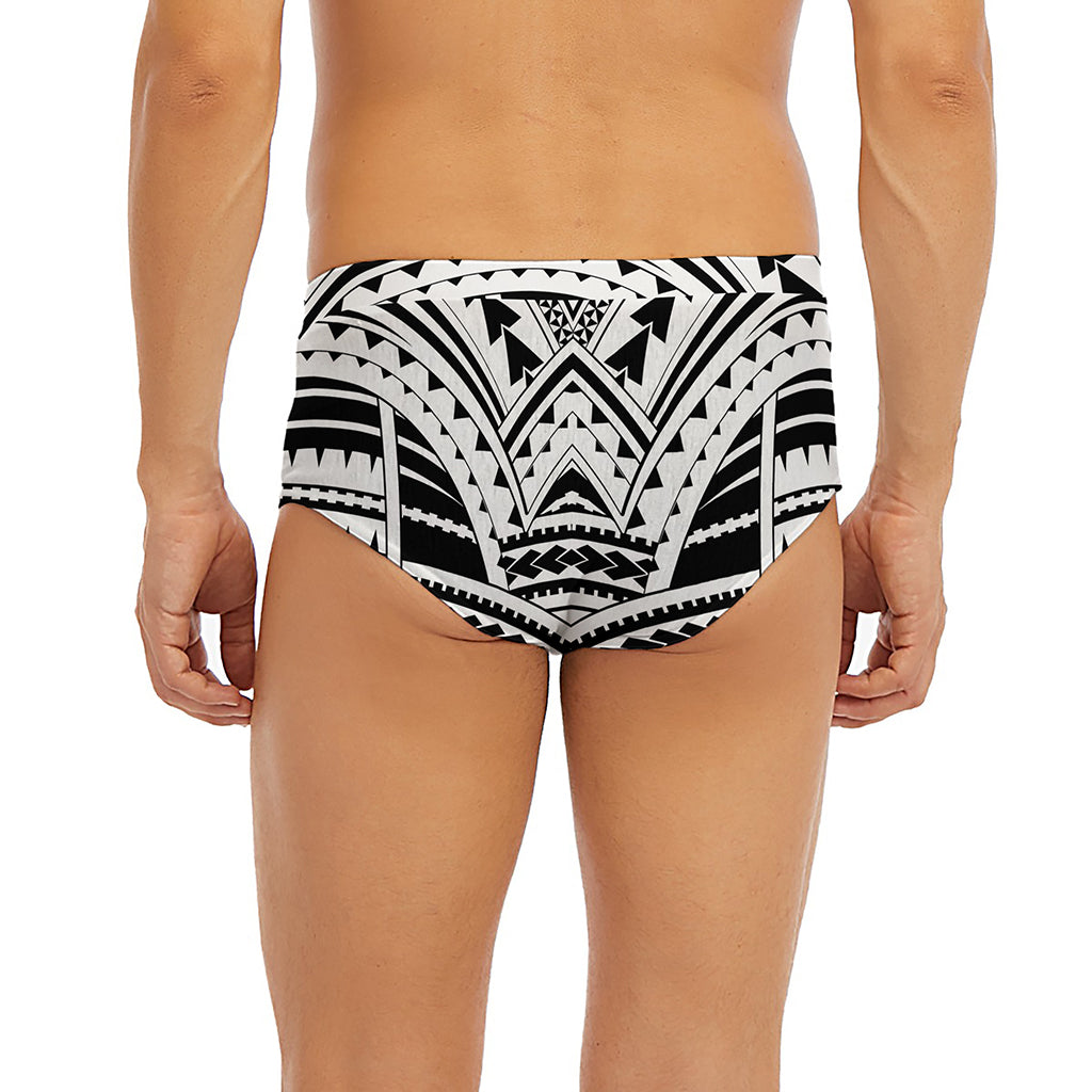 Black And White Maori Tribal Print Men's Briefs