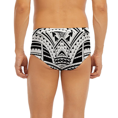 Black And White Maori Tribal Print Men's Briefs