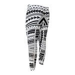 Black And White Maori Tribal Print Men's Compression Pants