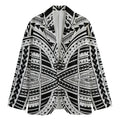Black And White Maori Tribal Print Men's Cotton Blazer