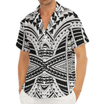 Black And White Maori Tribal Print Men's Deep V-Neck Shirt