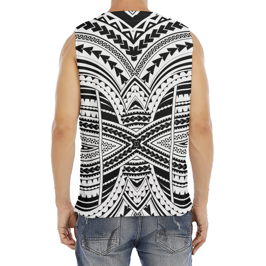 Black And White Maori Tribal Print Men's Fitness Tank Top