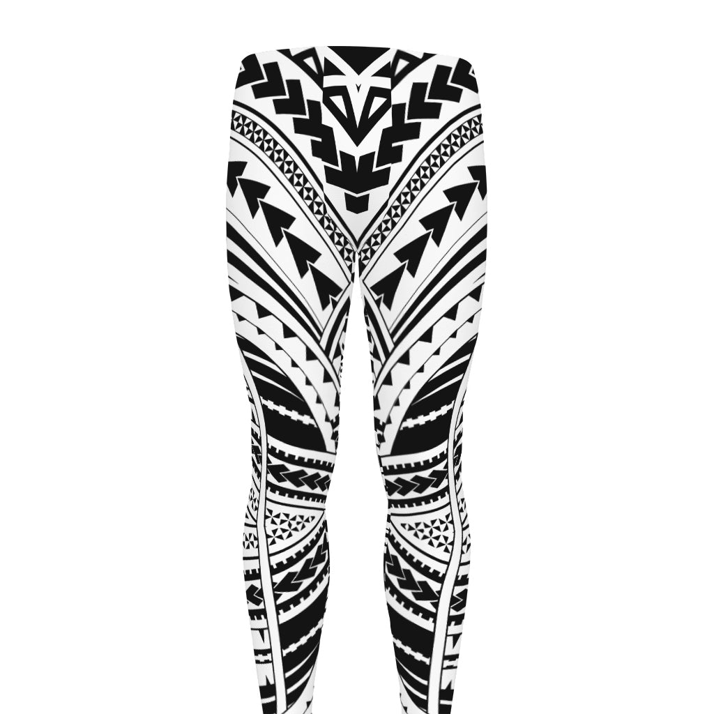 Black And White Maori Tribal Print Men's leggings