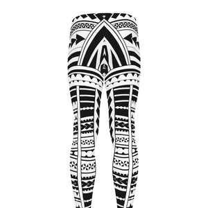 Black And White Maori Tribal Print Men's leggings