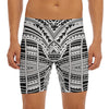 Black And White Maori Tribal Print Men's Long Boxer Briefs