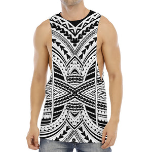 Black And White Maori Tribal Print Men's Muscle Tank Top