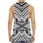 Black And White Maori Tribal Print Men's Muscle Tank Top