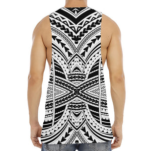 Black And White Maori Tribal Print Men's Muscle Tank Top