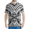 Black And White Maori Tribal Print Men's Polo Shirt