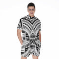 Black And White Maori Tribal Print Men's Romper