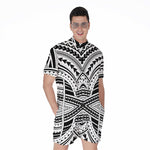 Black And White Maori Tribal Print Men's Rompers