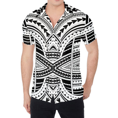 Black And White Maori Tribal Print Men's Shirt