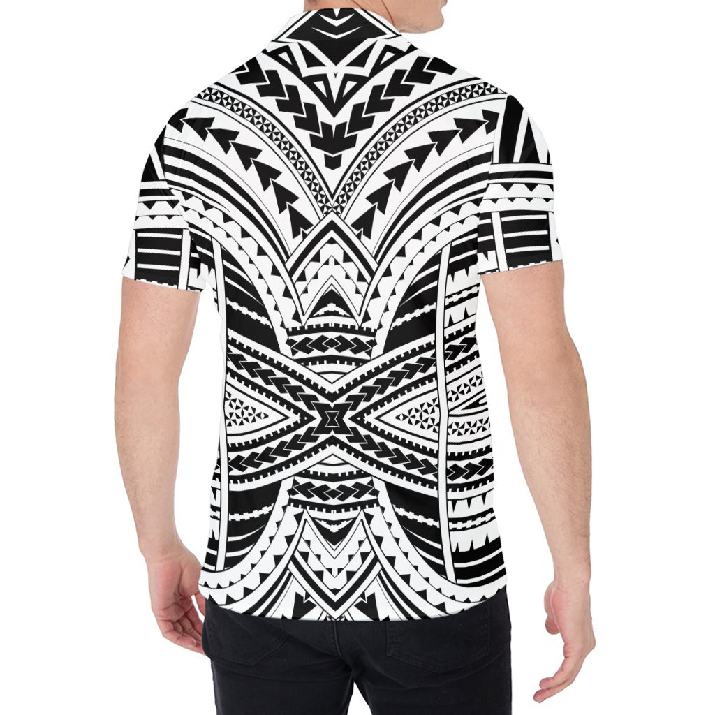Black And White Maori Tribal Print Men's Shirt