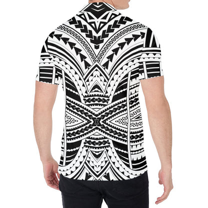 Black And White Maori Tribal Print Men's Shirt