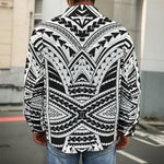 Black And White Maori Tribal Print Men's Shirt Jacket