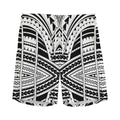 Black And White Maori Tribal Print Men's Athletic Shorts