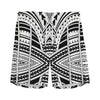 Black And White Maori Tribal Print Men's Sports Shorts