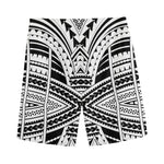 Black And White Maori Tribal Print Men's Sports Shorts