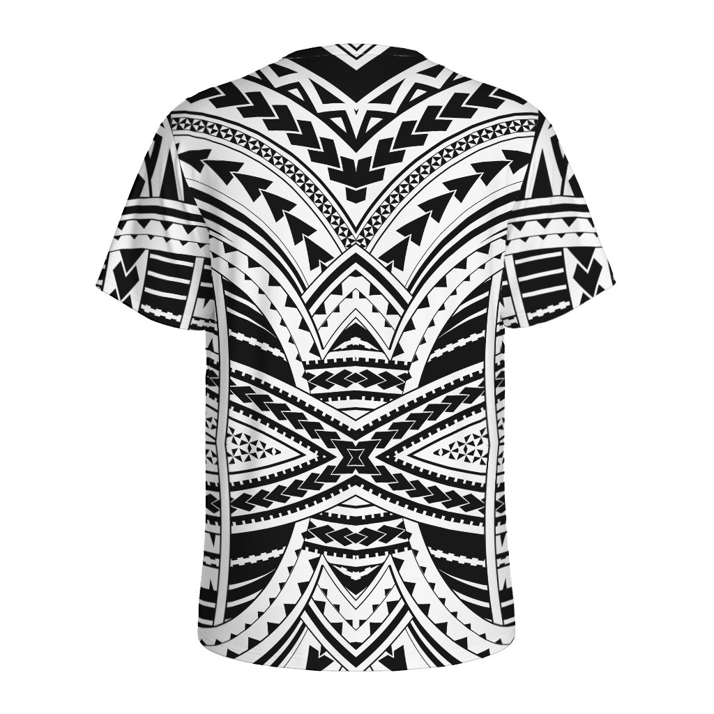 Black And White Maori Tribal Print Men's Sports T-Shirt