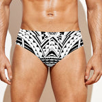 Black And White Maori Tribal Print Men's Swim Briefs
