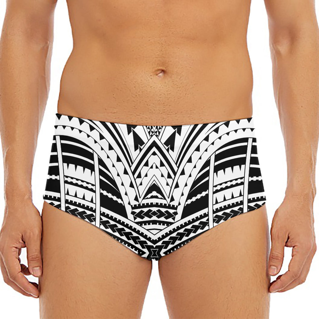 Black And White Maori Tribal Print Men's Triangle Swim Briefs