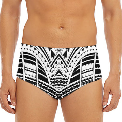Black And White Maori Tribal Print Men's Triangle Swim Briefs