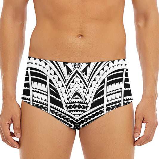 Black And White Maori Tribal Print Men's Triangle Swim Briefs