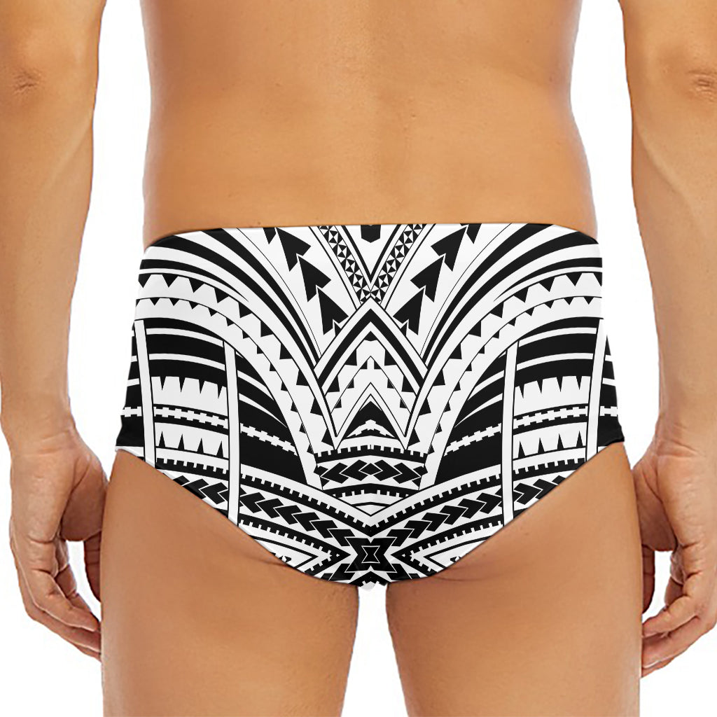 Black And White Maori Tribal Print Men's Triangle Swim Briefs