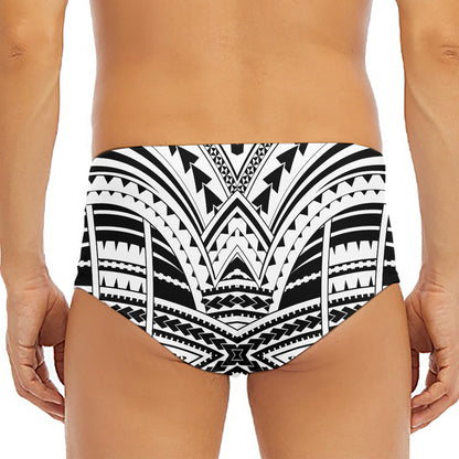 Black And White Maori Tribal Print Men's Triangle Swim Briefs