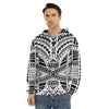 Black And White Maori Tribal Print Men's Velvet Pullover Hoodie