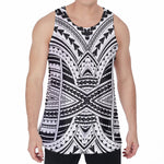 Black And White Maori Tribal Print Men's Velvet Tank Top