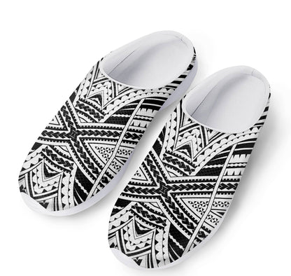Black And White Maori Tribal Print Mesh Casual Shoes
