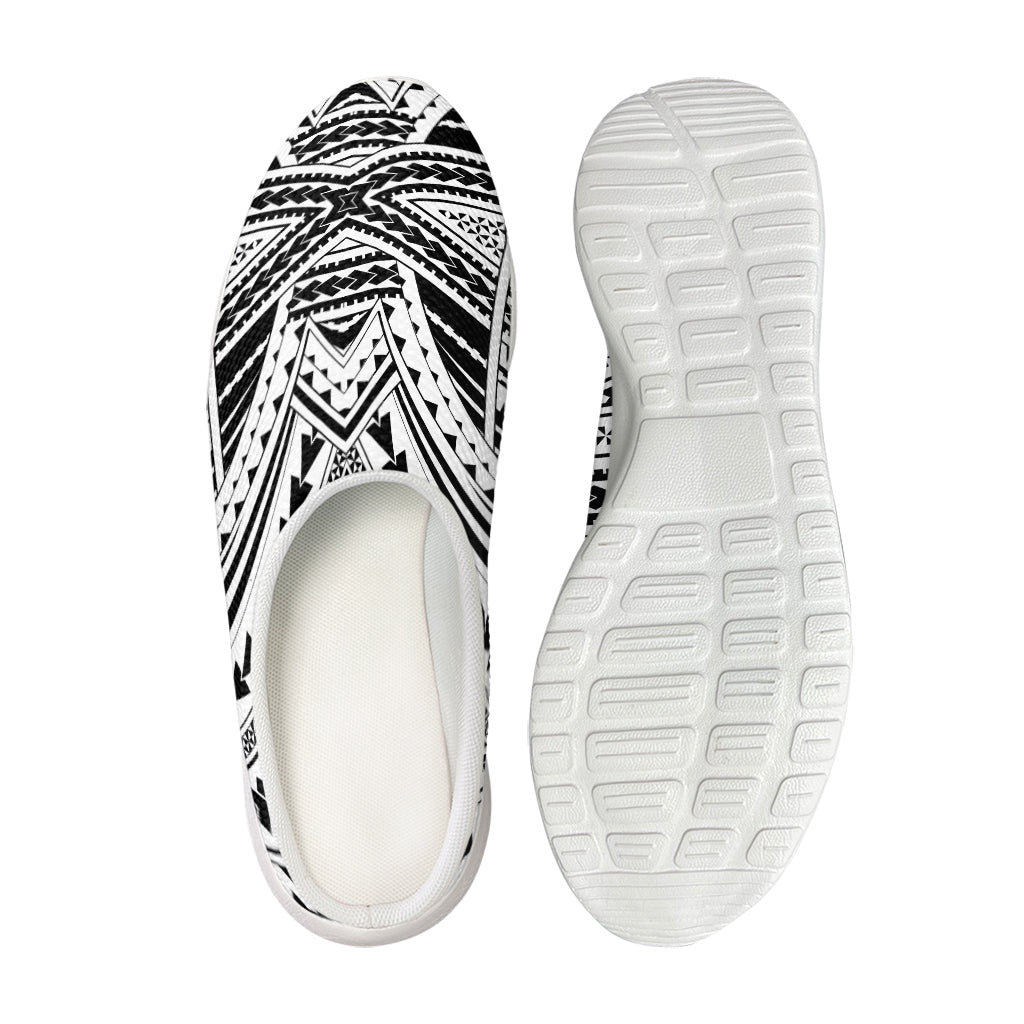 Black And White Maori Tribal Print Mesh Casual Shoes