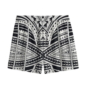 Black And White Maori Tribal Print Mesh Shorts