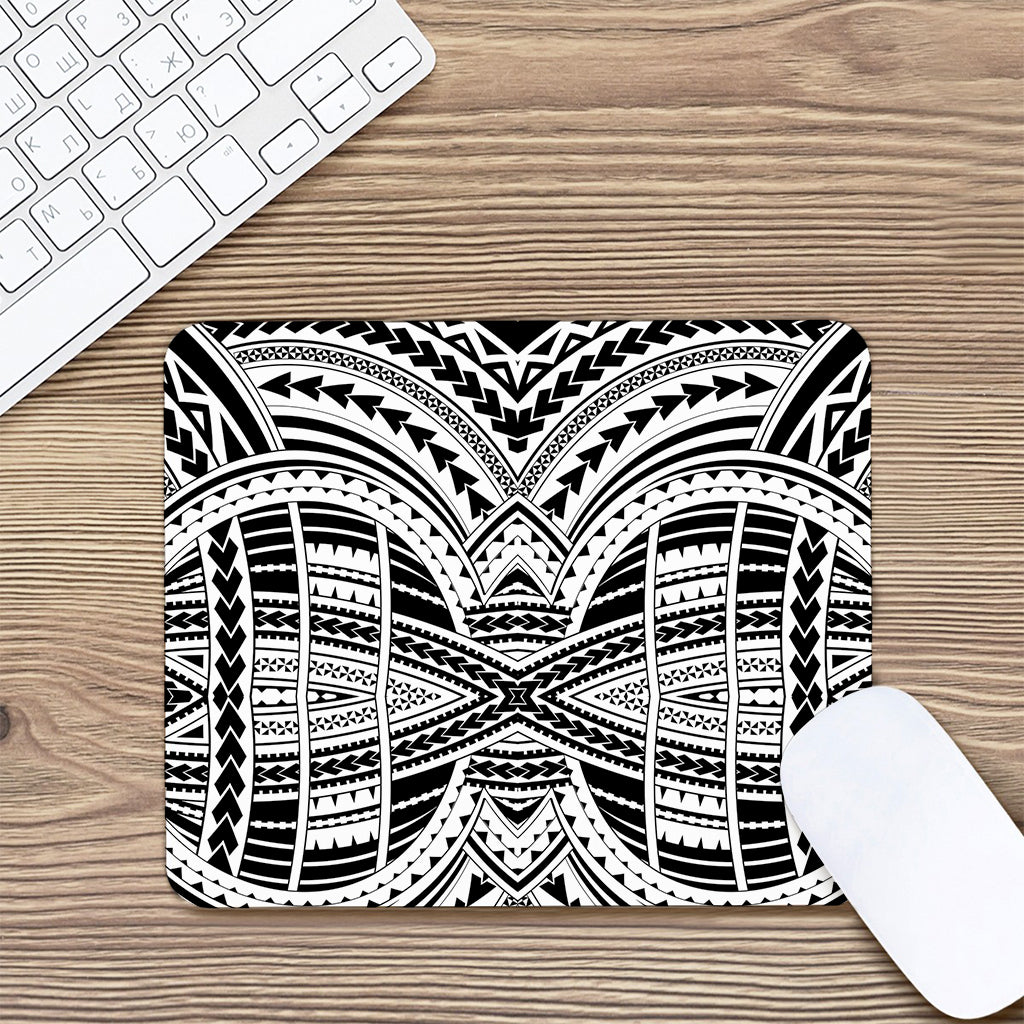 Black And White Maori Tribal Print Mouse Pad