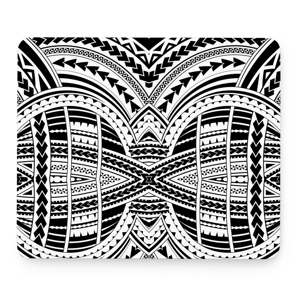 Black And White Maori Tribal Print Mouse Pad