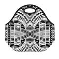 Black And White Maori Tribal Print Neoprene Lunch Bag