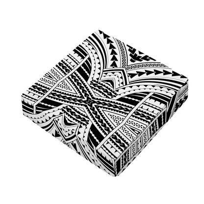 Black And White Maori Tribal Print Outdoor Seat Cushion Cover
