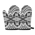 Black And White Maori Tribal Print Oven Mitts
