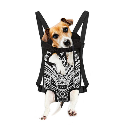 Black And White Maori Tribal Print Pet Carrier Backpack