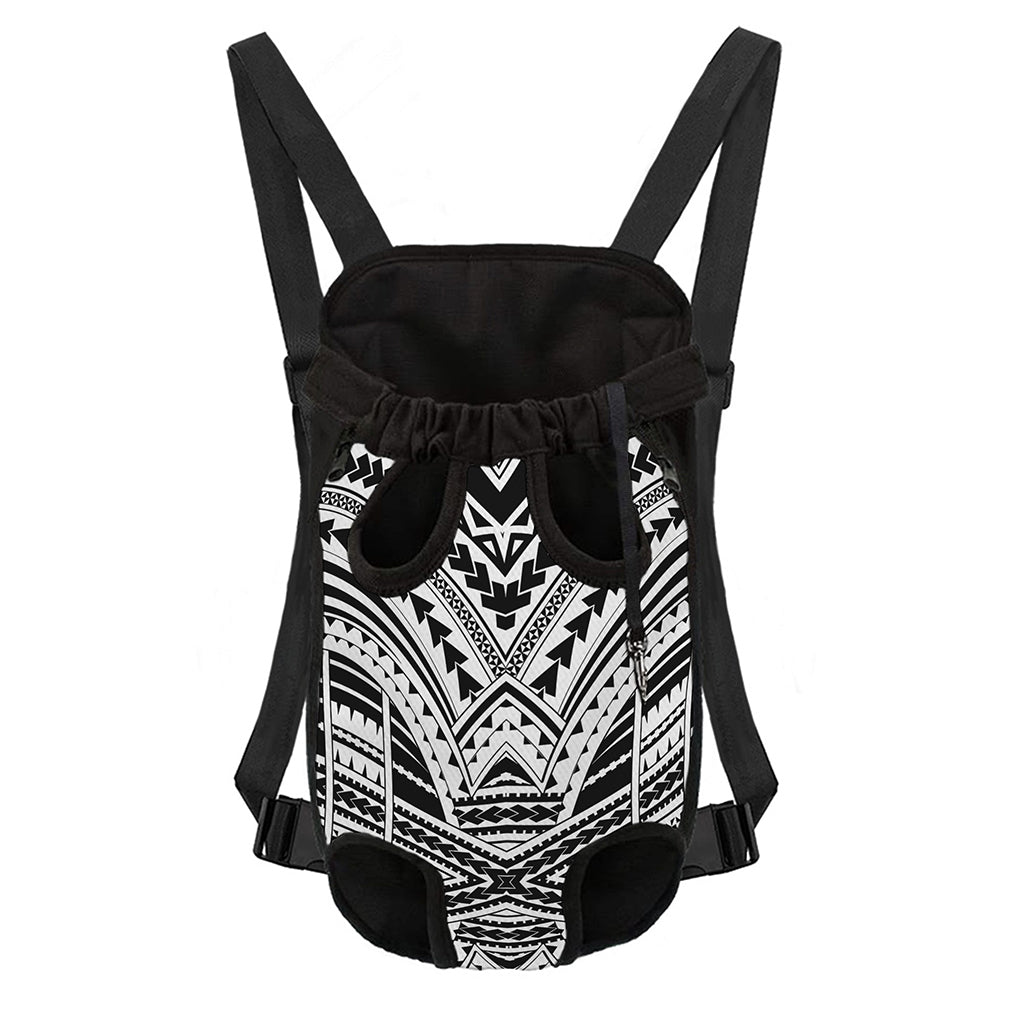 Black And White Maori Tribal Print Pet Carrier Backpack