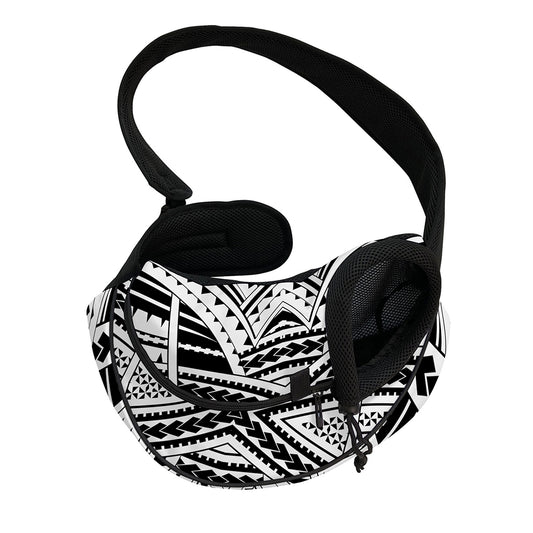 Black And White Maori Tribal Print Pet Sling Carrier
