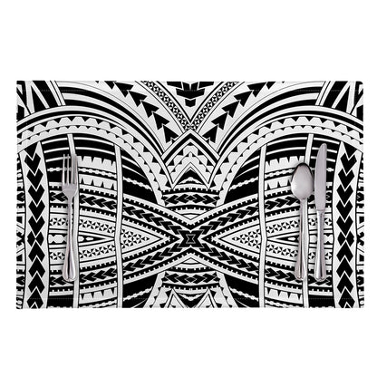 Black And White Maori Tribal Print Placemat