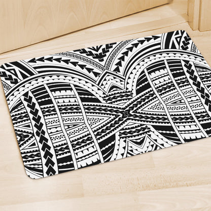 Black And White Maori Tribal Print Polyester Doormat