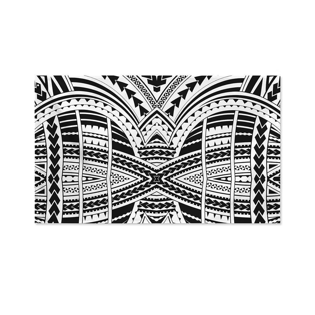 Black And White Maori Tribal Print Polyester Flag