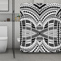 Black And White Maori Tribal Print Polyester Shower Curtain