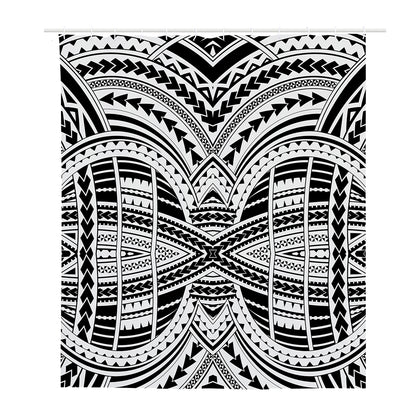 Black And White Maori Tribal Print Polyester Shower Curtain