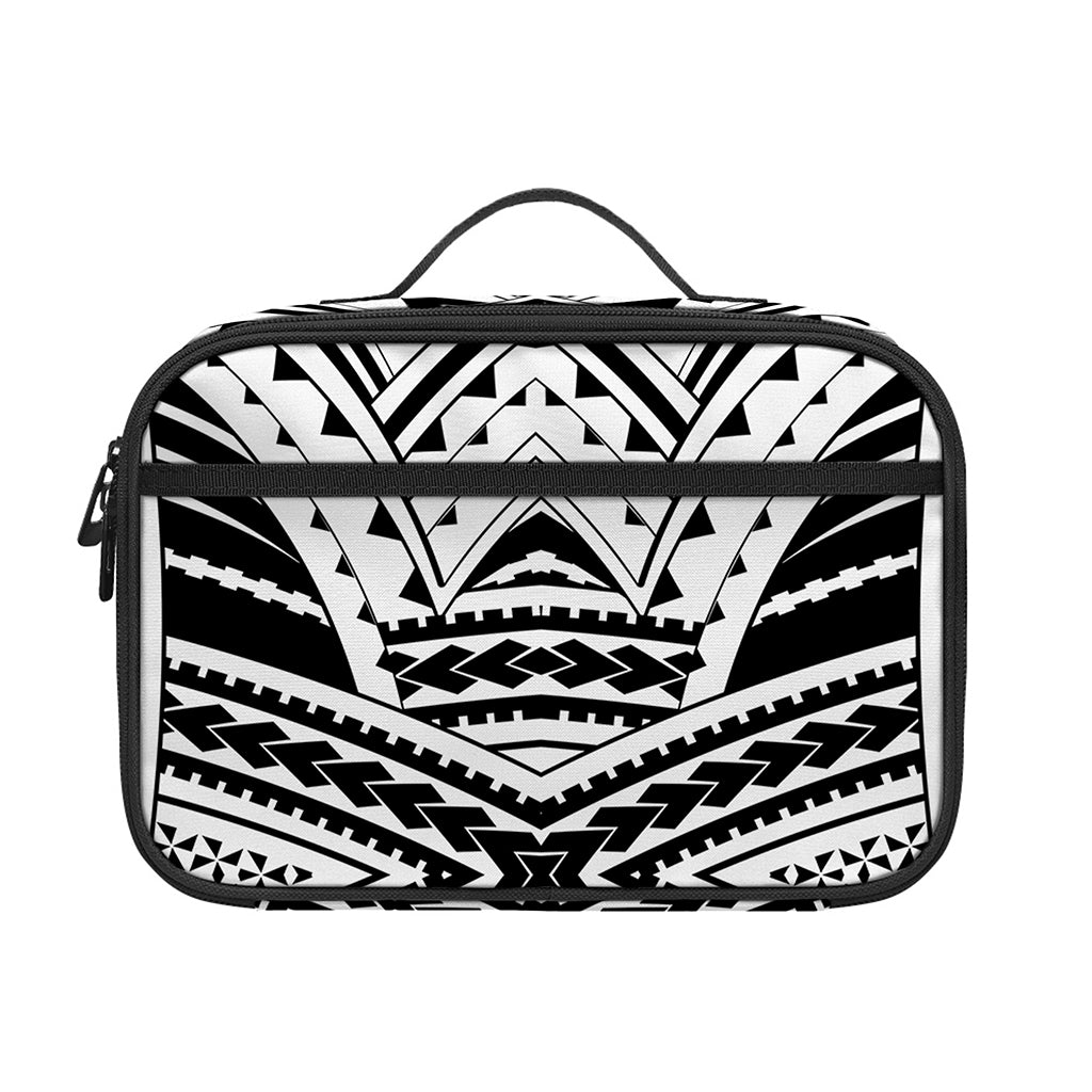 Black And White Maori Tribal Print Portable Lunch Bag
